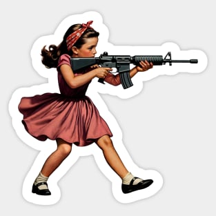 The Little Girl and a Gun Sticker